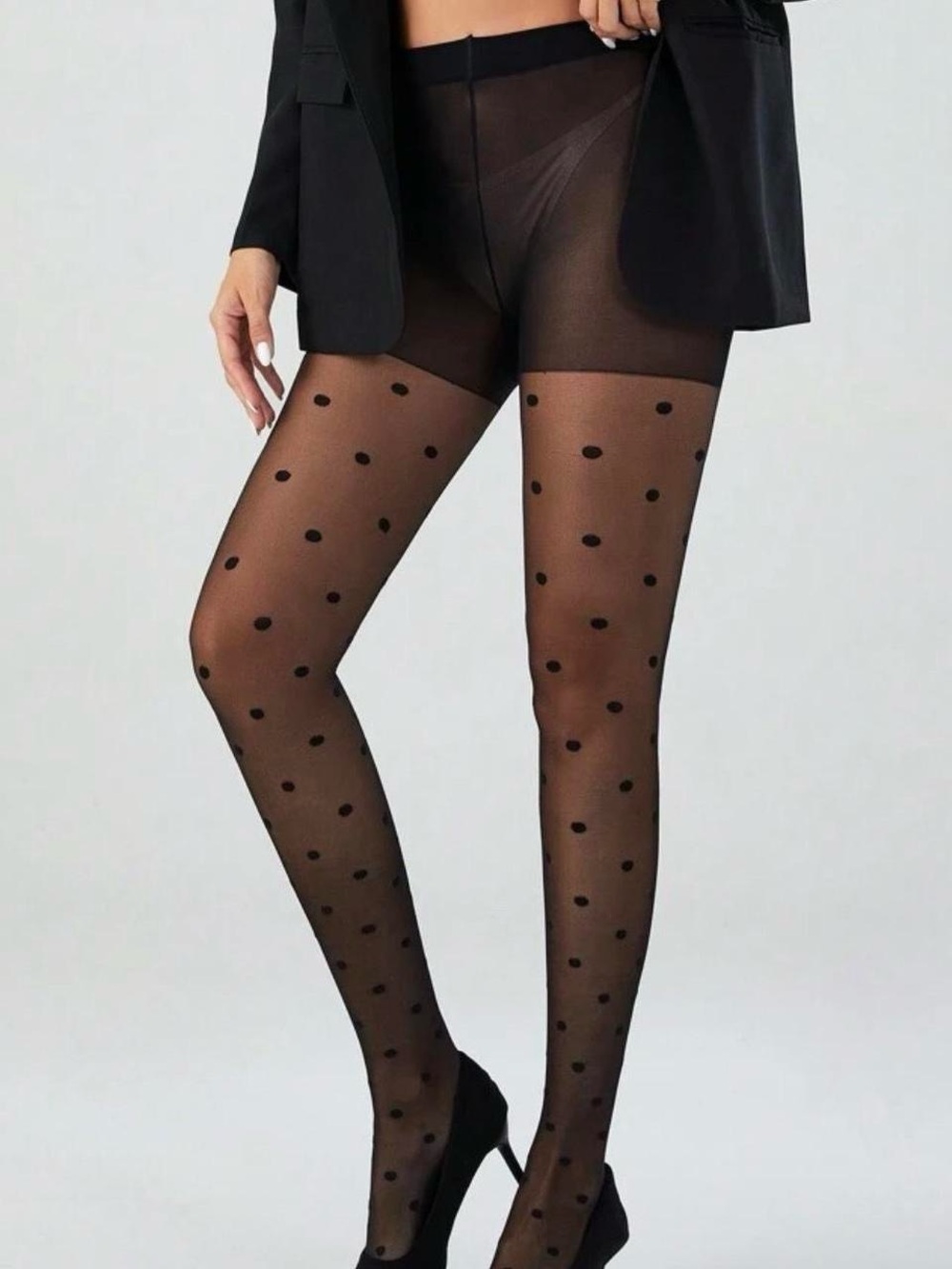 SHEIN Heart Polka Dot Sheer Tights, Size Large